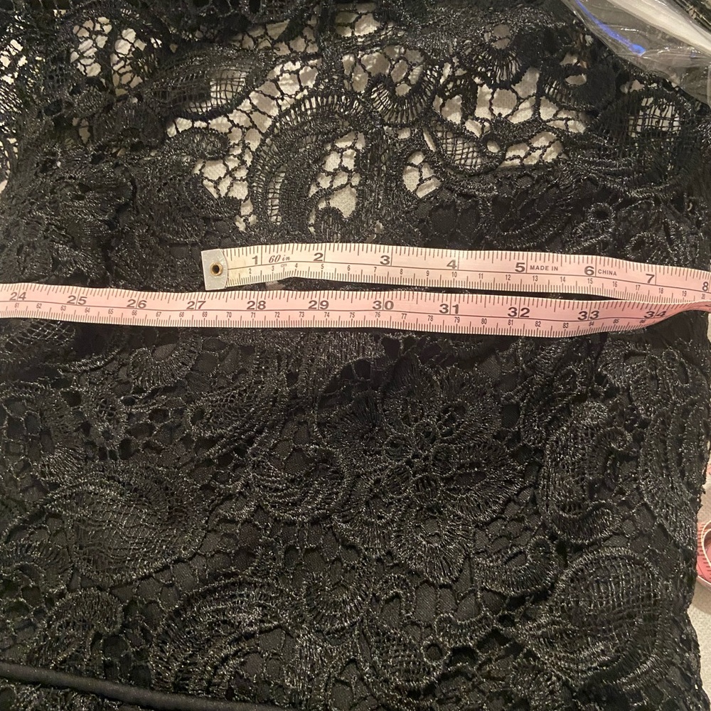 MANIJU Elegant Black Lace Maxi Evening Dress Cutout Open Back Size S - Picture 13 of 14
